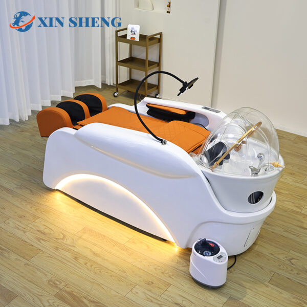 Modern design fashion electric massage shampoo bed salon hairdressing commercial furniture head therapy spa center equipment beauty salon shampoo bed with fumigation water circulation multiple functions - Image 3