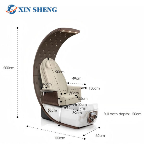 Salon hairdressing commercial furniture high-end luxury foot bath pedicure chair multi-function with massage surfing light beauty center foot bath pedicure chair intelligent adjustment foot bath chair - Image 5