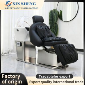 电动升降洗发椅 不锈钢结构支持左右旋转 沙龙家具设备 高端时尚沙龙美发洗发床 水疗中心洗发椅 沙龙家具制造商