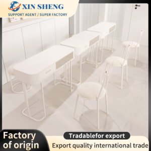 简约时尚的美甲沙龙桌,双人美甲沙龙桌,水疗中心沙龙家具,美甲桌椅套装,可定制颜色和尺寸,工厂直销。