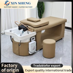 Spacious design Thai-style shampoo bed with ceramic basin, salon furniture, beauty and hair salon massage shampoo bed, high quality, affordable and practical, spa and nail care bed. Customizable colors/logo available, direct from the manufacturer.