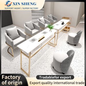 两座或三座美甲沙龙桌,沙龙桌,带吸尘器的水疗美甲桌,简约时尚的小桌子,可定制颜色。沙龙家具制造商