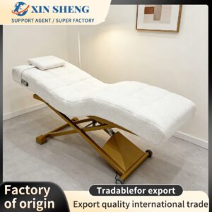 Minimalist & Practical Electric Lift Beauty Bed — Salon Furniture, Eyelash Extension Bed, and Spa Treatment Couch. Ergonomically Contoured Bed for Women's Facial Care. Factory-Direct Sales; Custom Color Options Available.